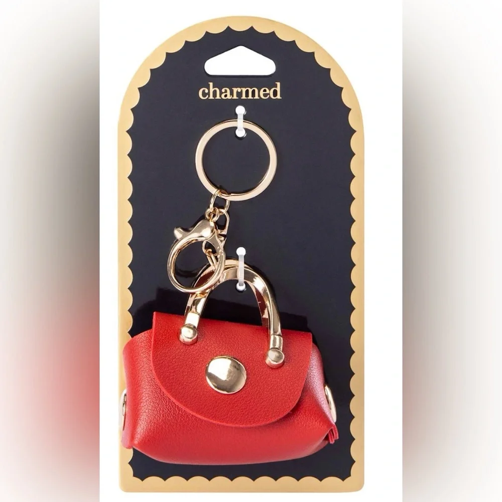 NWT Red Mini Bag Bag Charm / Keychain great for ear buds, coins, chapstick, etc